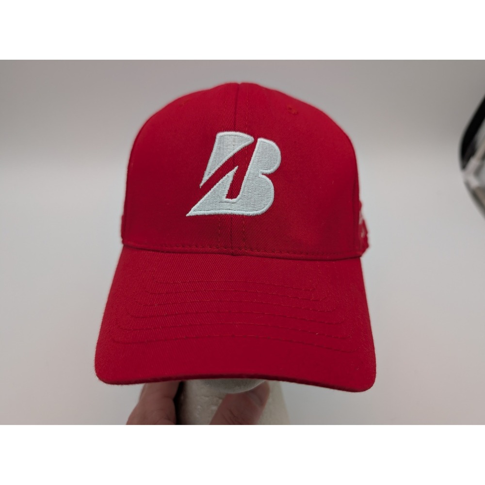 Bridgestone Golf B330 Fitted Hat Red Embroidered Logo L/XL Mens Cap